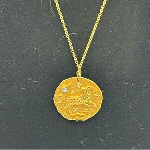 Maje Aries astrological sign gold-tone necklace NWT 8 1/4” chain